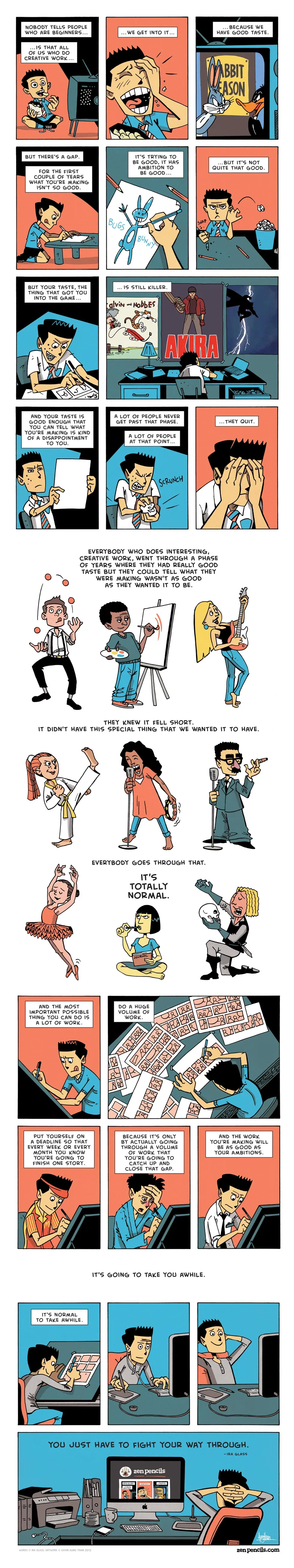 Ira Glass' advice for beginners, illustrated by Gavin Than